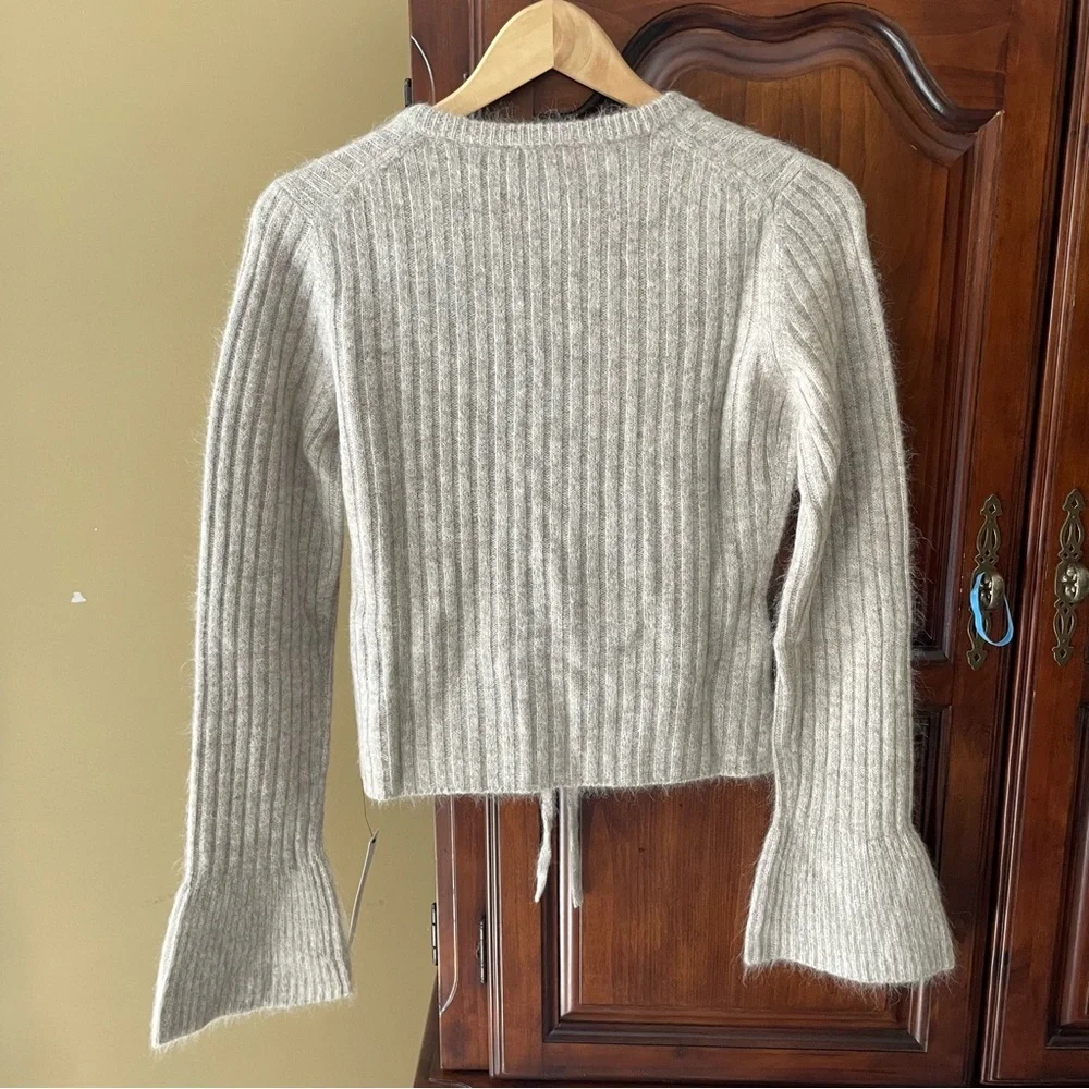 Reformation Rebecca Cashmere Alpaca Tie Front Cardigan Small in Barely Tan - Picture 4 of 8